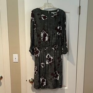 Elegant Green and Brown Floral Dress